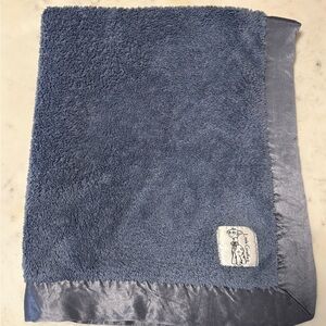 Little Giraffe Blue Baby Blanket with Satin Trim